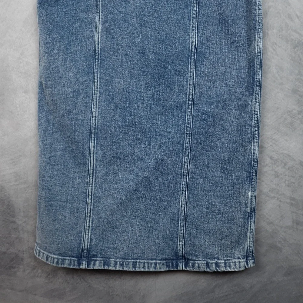 Abercrombie & Fitch Dress Womens XS Blue Denim Colomn Bodycon Midi Square Neck - Picture 6 of 16